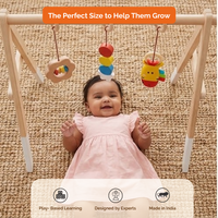 Wooden Montessori Baby Gym – Foldable Neem Wood Play Gym with Hanging Toys
