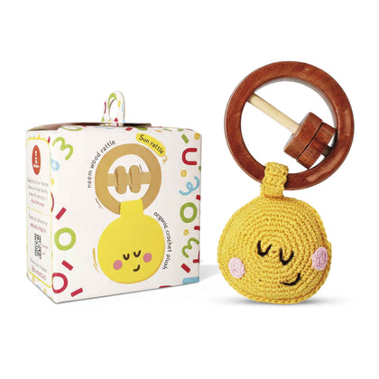 Wooden Crochet Sun Teether and rattle - (0+ Months)