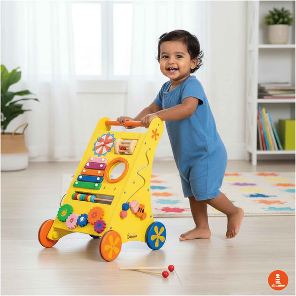 Stimulating Musical Activity Push Walker (Wooden) for Babies (9+ Months)