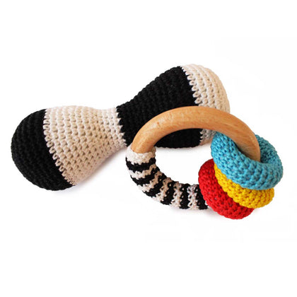 High Contrast Crochet and Wooden Rattles Online in India