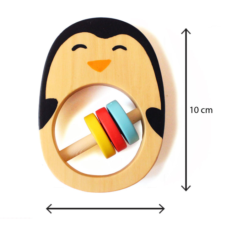Penguin Wooden Baby Rattle Toy