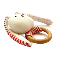 Striped Bunny Teether and Rattle Ring Toy for 1 year old