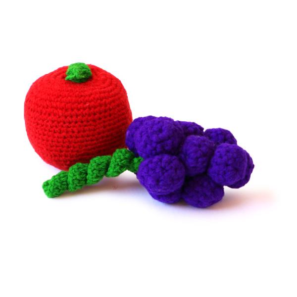 Apple & Grapes Crochet Fruits Set | Soft Pretend Play Toy for Babies