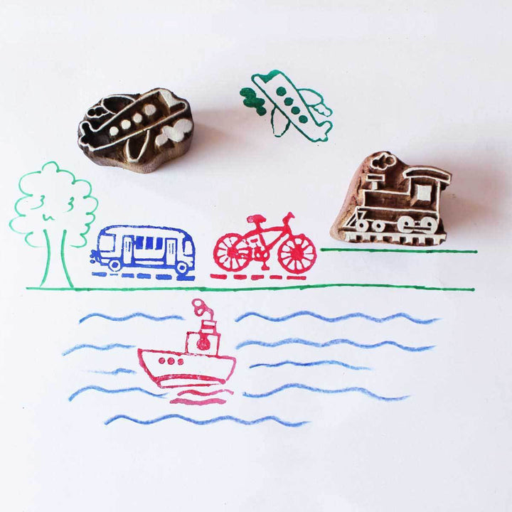 Modes of Transport Wooden Stamp Set for Kids Online