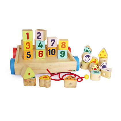 Wooden Number and Shapes Block Buggy