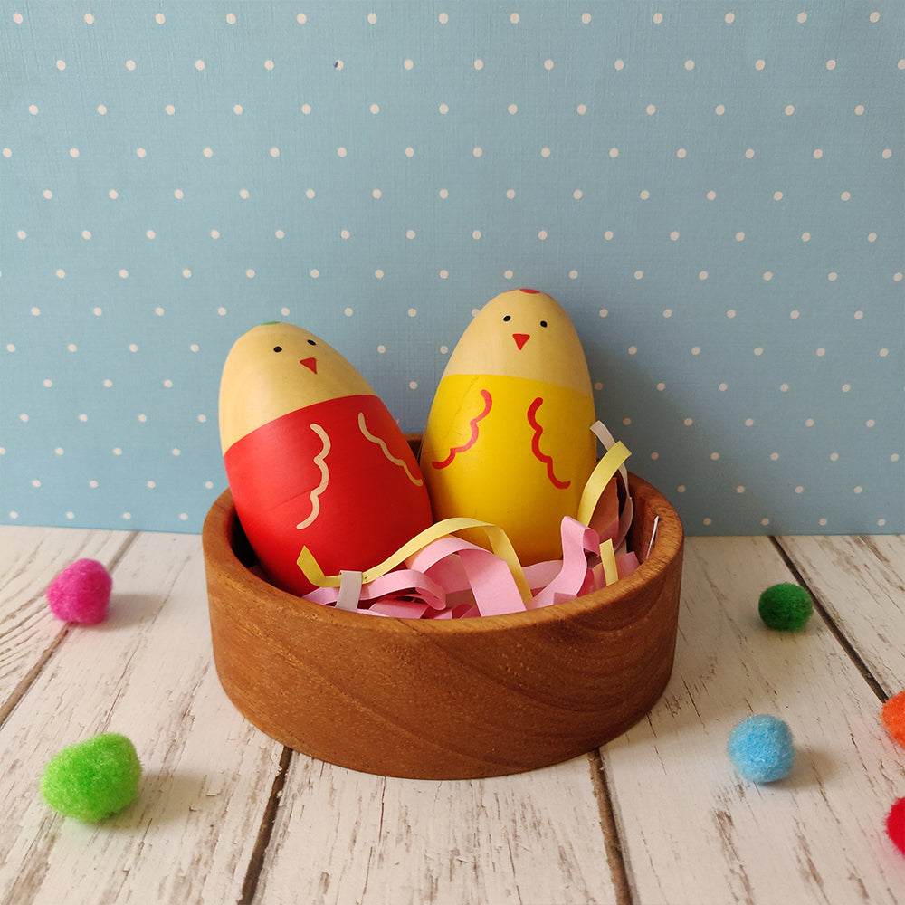 Chick Wooden Egg Shakers Toy for (0-2 years)