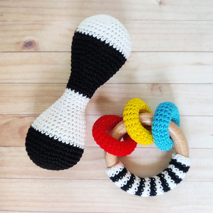 Buy High Contrast Crochet and Wooden Rattles