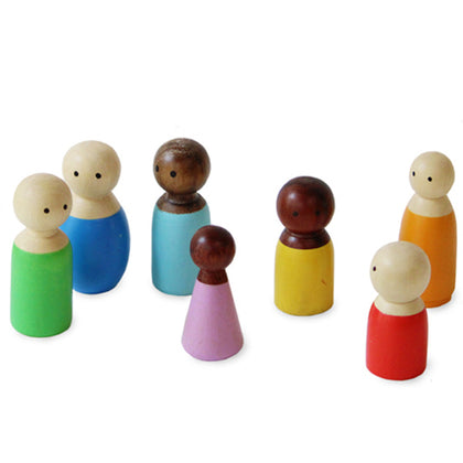 Colourful Diverse Wooden Peg Dolls set Online