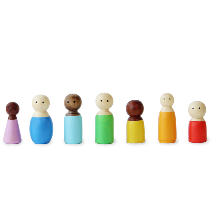 Colourful Diverse Wooden Peg Dolls for Kids