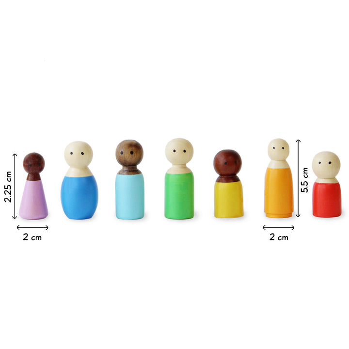 Best Colourful Diverse Wooden Peg Dolls Set 