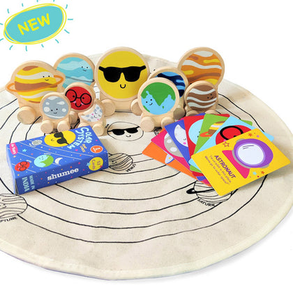 Wooden Solar System Playset With 52 Cards- Planet On Wheels (3+ Years)