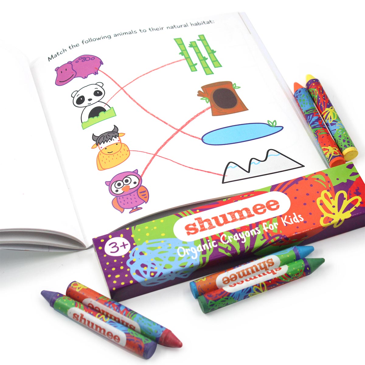 Shumee Carnival Coloring Book and Organic Crayon Kit (3-6 Years) | Coloring Kits | 20+ Pages Book & 6 Organic Colors | Preschoolers Travel-Friendly