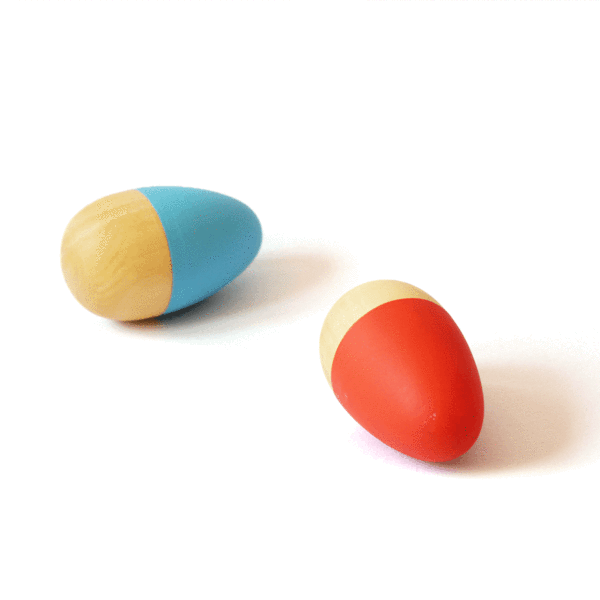 Wooden Egg Shakers Buy Orange Blue Egg shaped Rattles For