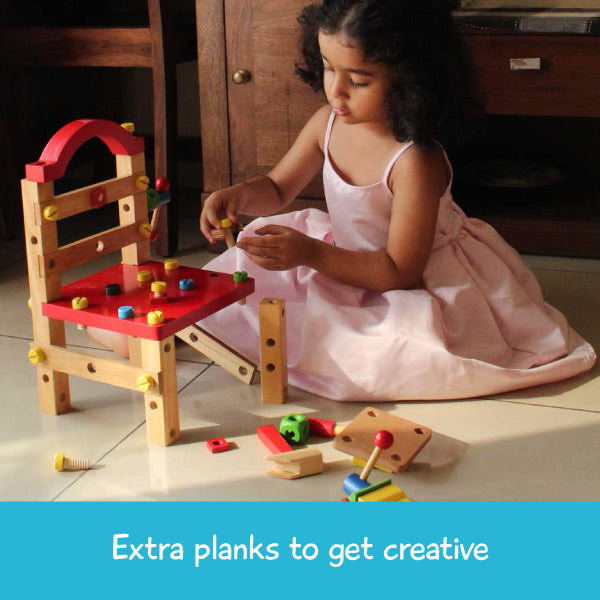 DIY Chair for Kids, Build A Chair Tools Set, Wooden 40+ Pieces DIY