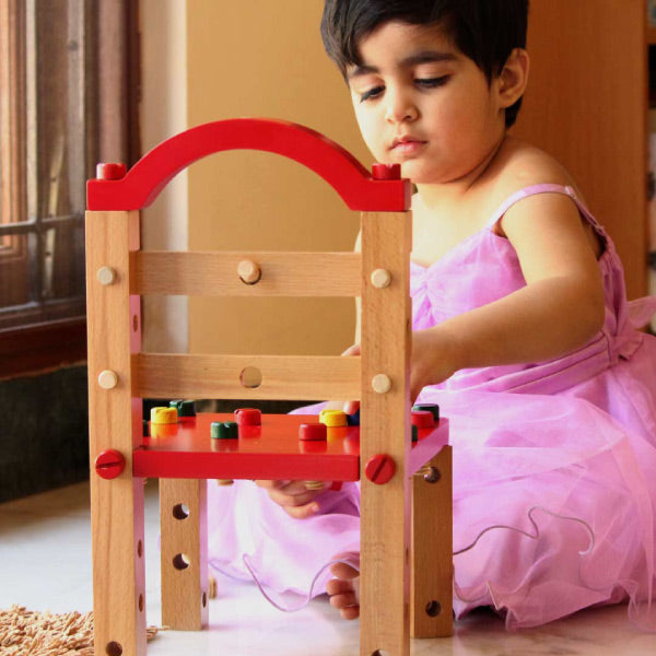 DIY Chair for Kids, Build A Chair Tools Set, Wooden 40+ Pieces DIY