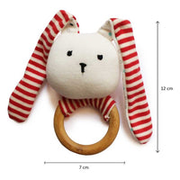 Striped Bunny Teether and Rattle Ring Toy for Babies Online in India