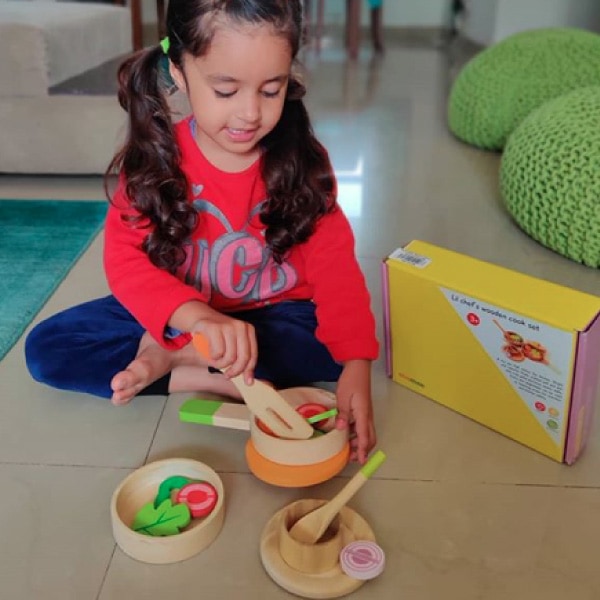 Wooden Lil Chef Kids Cooking Set, Apron, and Cooktop Combo (3+ Years)